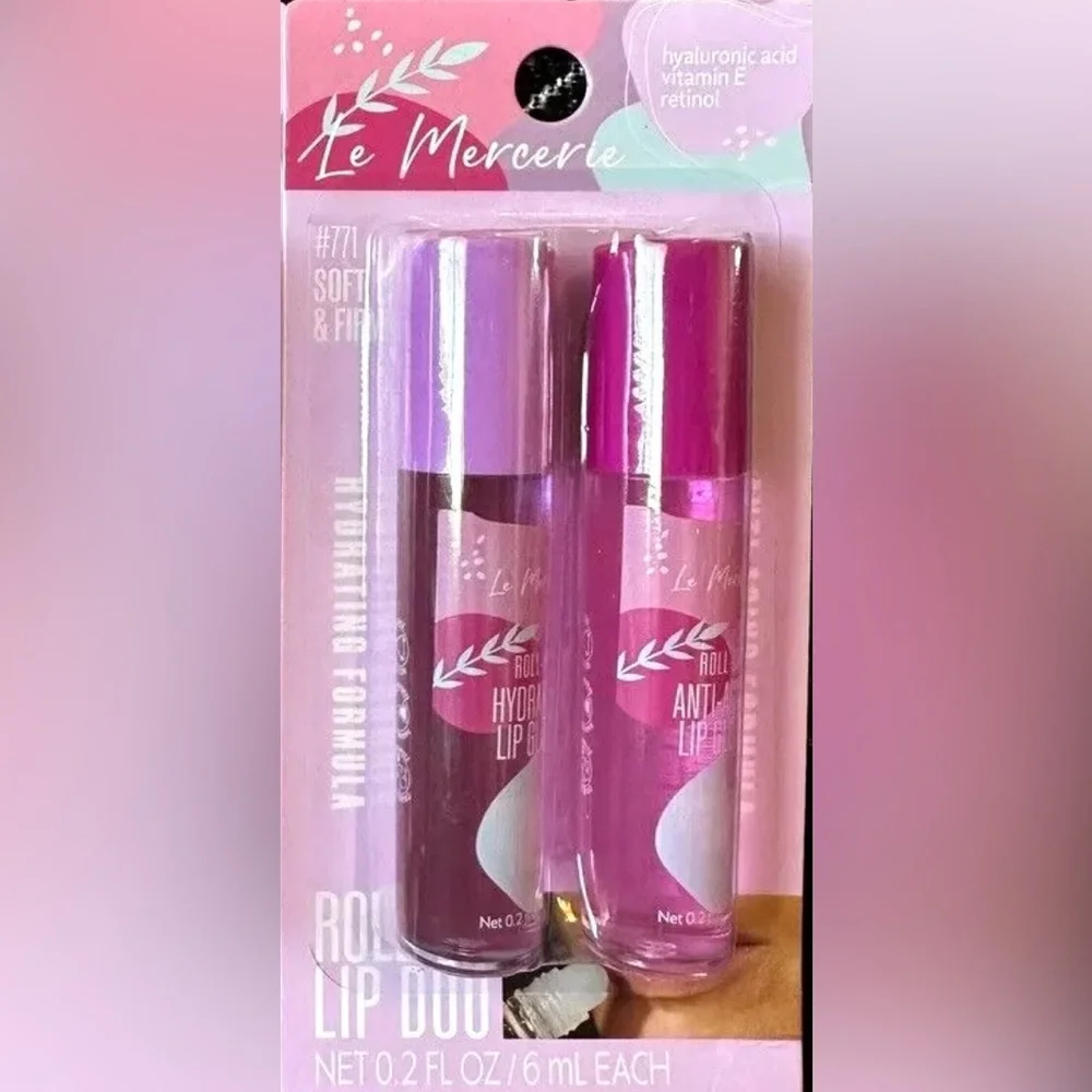 💋Le Mercerie Roll-On Lip Duo Hyaluronic Acid Vitamin E & Retinol - Picture 1 of 3